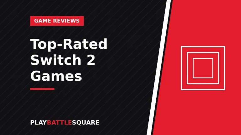Nintendo Switch 2 console surrounded by top-rated game titles including Zelda, Hades II and Donkey Kong Bananza